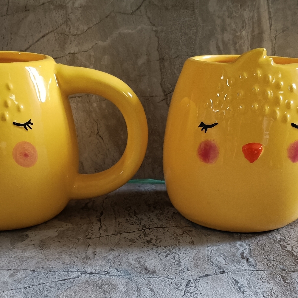 Smart Living Whimsical Yellow Chick Mugs.  SET OF 2!!  NEW!!